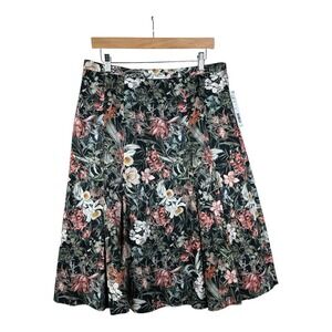 Antonio Melani Skirt Women 12 Multicolor Floral A-line Midi Pleated Garden Lined